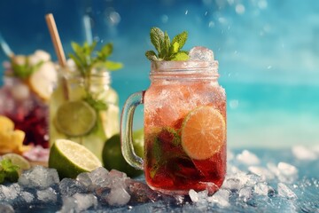 cooling fruits in summer concept , Generative AI