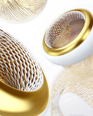 Abstract golden white metallic geometric forms