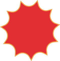 A vibrant red starburst shape with an orange border, resembling an explosion or a seal, ideal for badges or labels.
