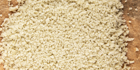 Food salt crystals sea food salt spices food additive gourmet food background on the table rustic top view copy space 
