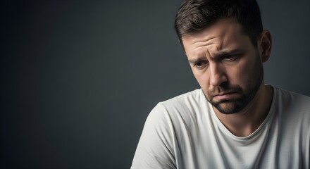 Obraz premium Portrait of a Sad Man with a Concerned Expression.
