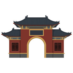 Minimalist Chinese Architecture Drawing.