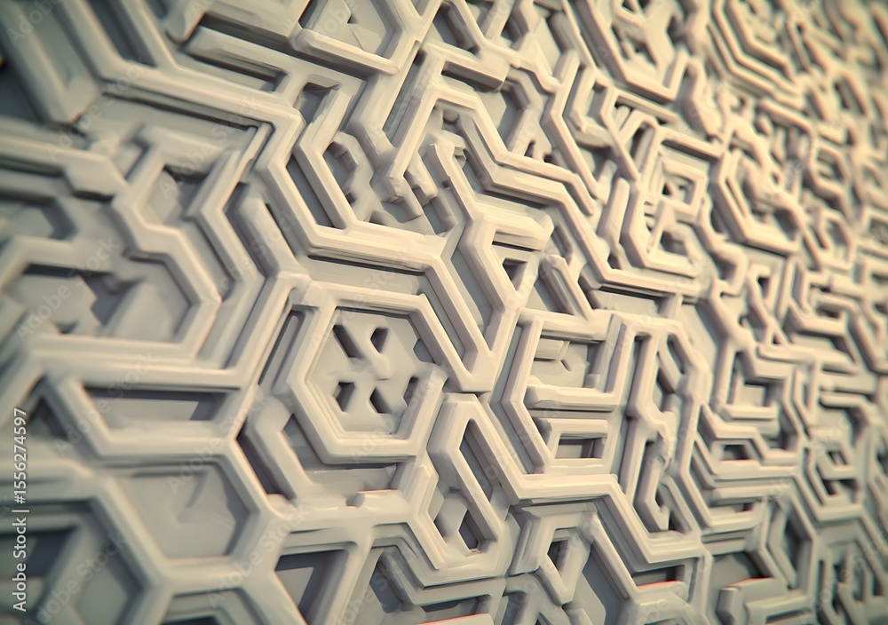 Fototapete geometric pattern maze lines three dimensional