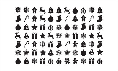 Black Christmas Icon Pattern – Holiday Symbols Collection