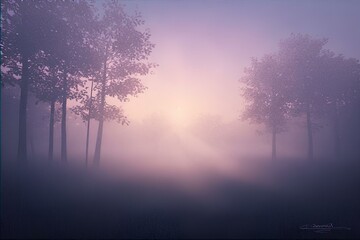 misty morning in the forest