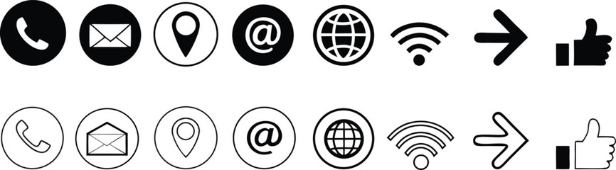 Obraz premium A versatile set of black and white vector icons, perfect for web, business, and communication design