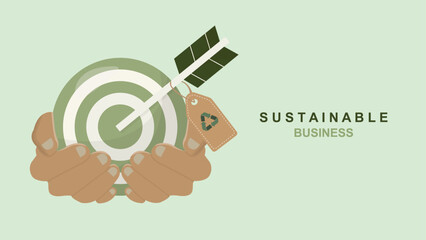 Sustainable business target concept. Green business goals and environmental responsibility illustration ideal for corporate sustainability presentation. Green business goals. Vector illustration