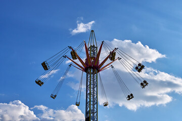 Flying swings spinning at the Cholula fair