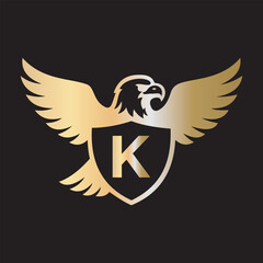 Initial Eagle Logo combine with letter K vector template
