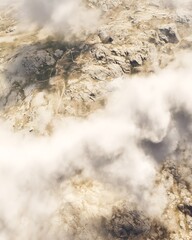 Mountains meet clouds serene airy landscape
