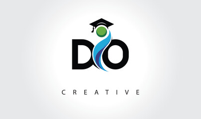 DO Creative Letter Logo with Graduation Cap and Abstract Human – Modern Education and Learning Symbol Design