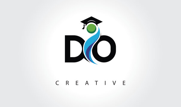 DO Creative Letter Logo with Graduation Cap and Abstract Human &ndash; Modern Education and Learning Symbol Design