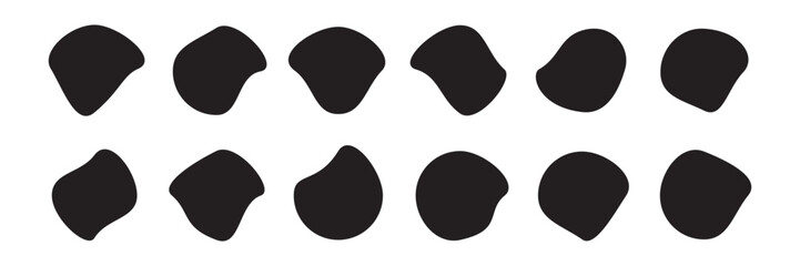 Random blob circles silhouette icon set. An arrangement of black organic shapes. vector .PNG .