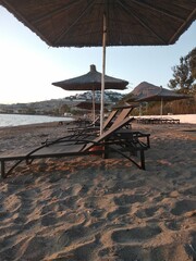 beach with umbrellas