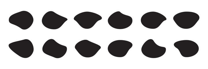 Random blob circles silhouette icon set. An arrangement of black organic shapes. vector .PNG .