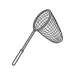 Simple Line Art Illustration of a Butterfly Net or Fishing Net