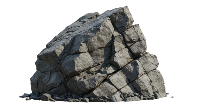 Large Boulder Rock on Transparent Background
