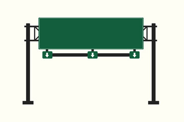 Obraz premium Flat Vector Green Highway Sign with Downward Arrows