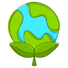 Eco-friendly green planet earth icon isolated on transparent background.