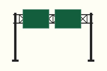Obraz premium Flat Vector Overhead Highway Signboard with Double Panels