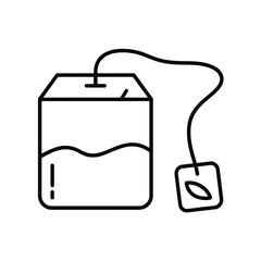 Simple Line Art Illustration of a Tea Bag with Tag