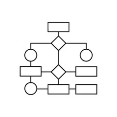 Simple Flowchart Diagram with Rectangles Diamonds and Circles on White