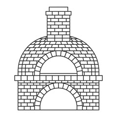 Brick oven line art illustration for pizza or bread baking