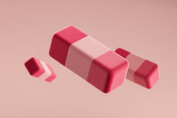 Matte-Finished Pink Rectangular Eraser with Subtle Shadows and Even Lighting (1)