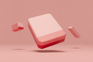 Matte-Finished Pink Rectangular Eraser with Subtle Shadows and Even Lighting (1)