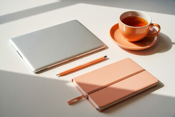 Peach & Paper A Calm Workspace in Pastel Tones