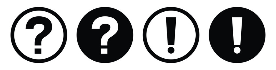 Bubble Speech  Icons with Question Mark and Exclamation Mark – FAQ, Warning, and Support Symbols for Web and Apps.