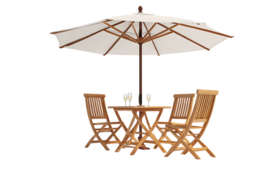 Teak wood patio furniture set with umbrella