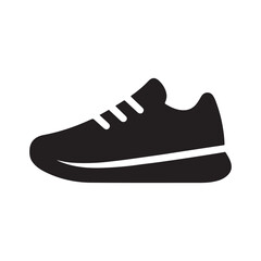 Sneakers silhouette icon vector illustration on white background. Sneakers symbol design.