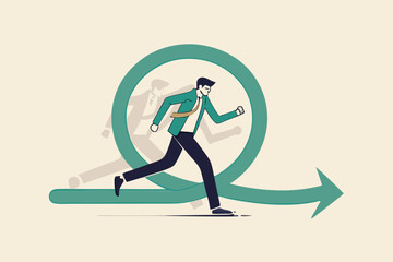 Agile methodology for business or software development, flexibility work in modern company management concept, smart businessman running fast with agility effect on circular agile life cycle workflow.
