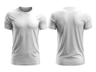 A classic white tshirt is shown from the front and back, isolated on white background