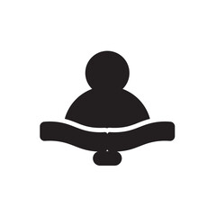 Focus reading silhouette icon. Minimalist icon of a person reading a book, symbolizing focus and education.