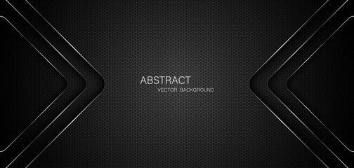 Abstract black steel mesh background with silver glowing lines with free space for design. Modern technology innovation concept background. Perforated dark metal sheet for background image.	