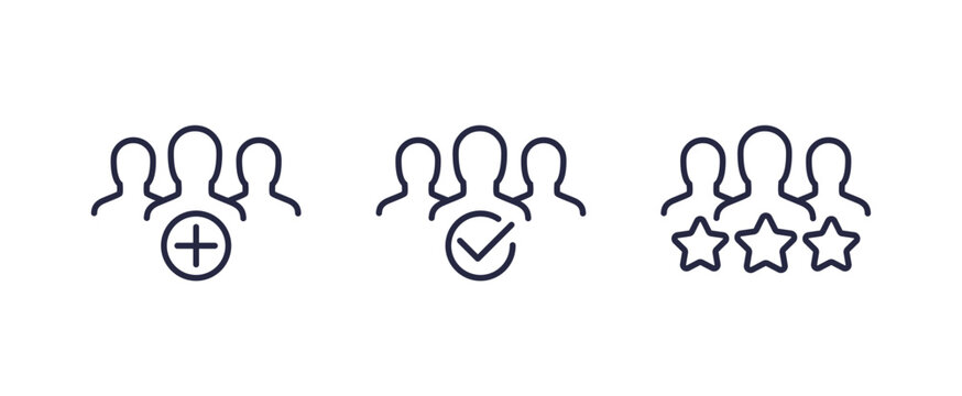 membership line icons, clients and customers