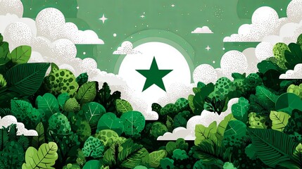 Enchanting Forest Scene with Central Star Symbol