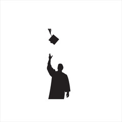 Graduation student icon. Person tossing graduation cap, ideal for education and success-themed visuals.