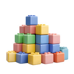 Naklejka premium Colorful plastic building blocks arranged in a pyramid shape.
