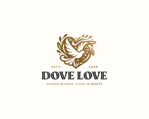Obraz premium Luxury elegant fly love dove bird logo template for company