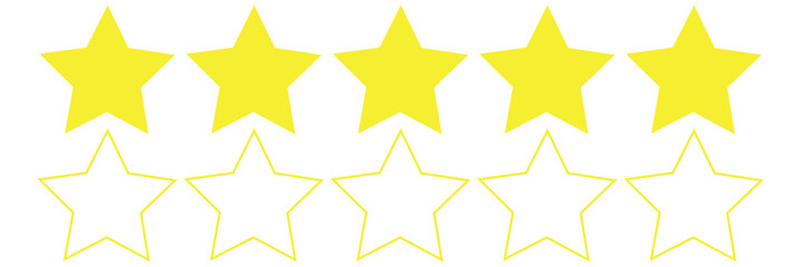Five stars icon Vector. Five stars customer product rating review flat icon for apps and websites. Golden coloured five star rating icon vector illustration.