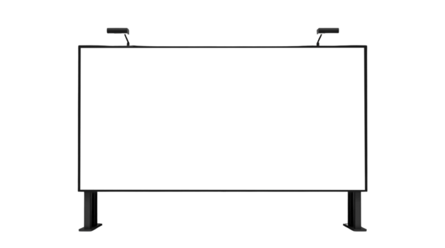 Blank horizontal billboard sreen transparent isolated on transparent background