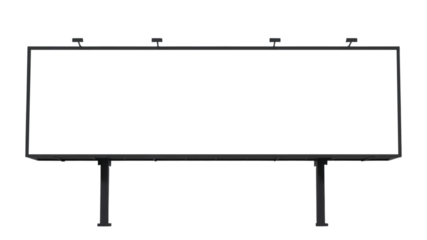 Blank horizontal billboard sreen transparent isolated on transparent background