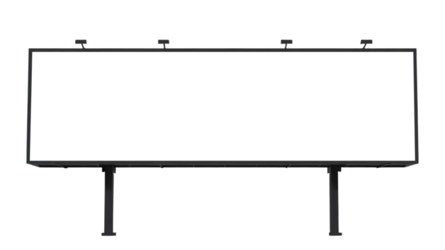 Blank horizontal billboard sreen transparent isolated on transparent background
