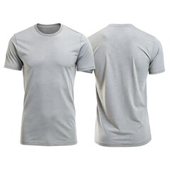 a plain light gray crew neck t-shirt shown from front and back views isolated on white background