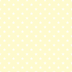 Seamless star pattern with white stars on lemon chiffon background