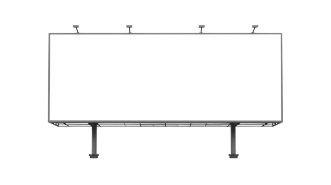 Blank horizontal billboard sreen transparent isolated on transparent background