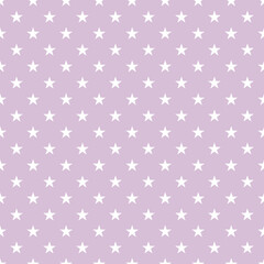 White star seamless pattern on light purple background